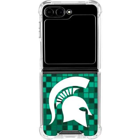 Michigan State University Spartans Digital Pixels Galaxy Z Flip6 Clear Case